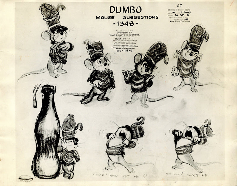Dumbo Original Production Model Sheet: Timothy Suggestions