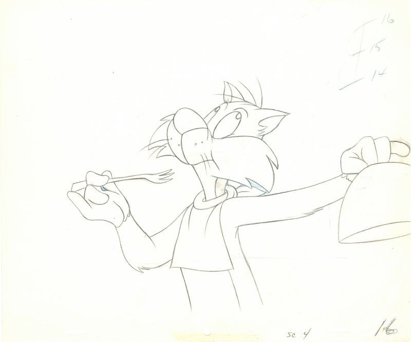 Heinz Spaghetti Commercial Original Production Drawing: Sylvester