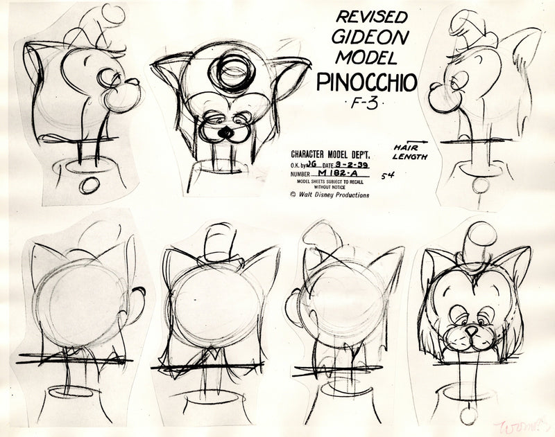 Pinocchio Original Production Model Sheet: Gideon