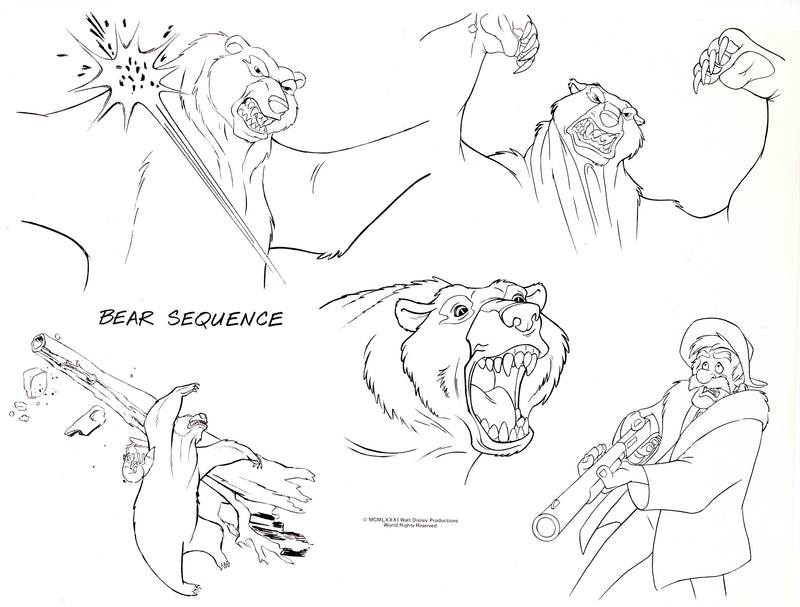 Fox and The Hound Original Stat Model Sheet: Bear Sequence