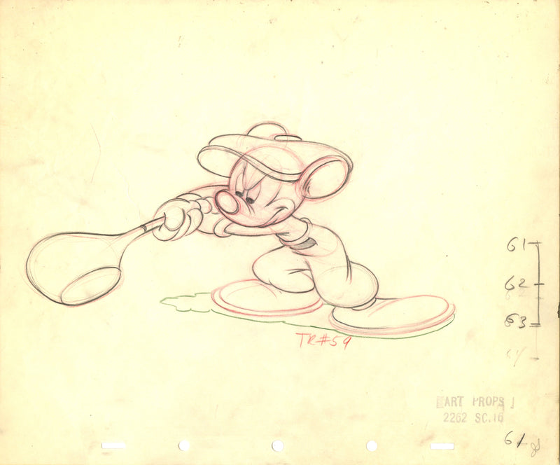 Canine Caddy Original Production Drawing: Mickey Mouse (Framed)