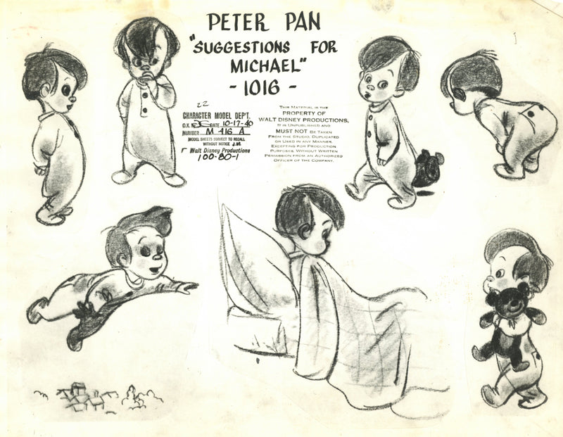1940s Peter Pan Model Sheet: Michael