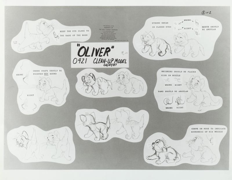 Oliver and Company Original Production Model Sheet: Oliver