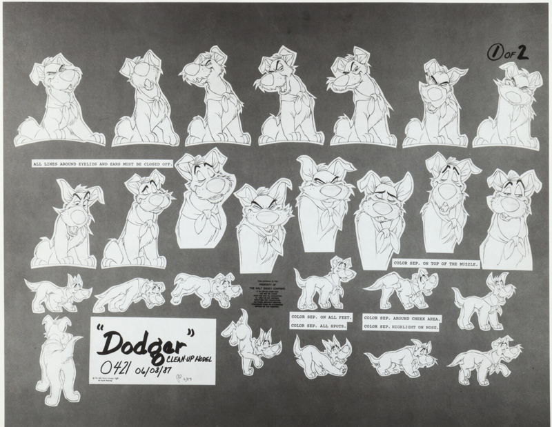 Oliver and Company Original Production Model Sheet: Dodger