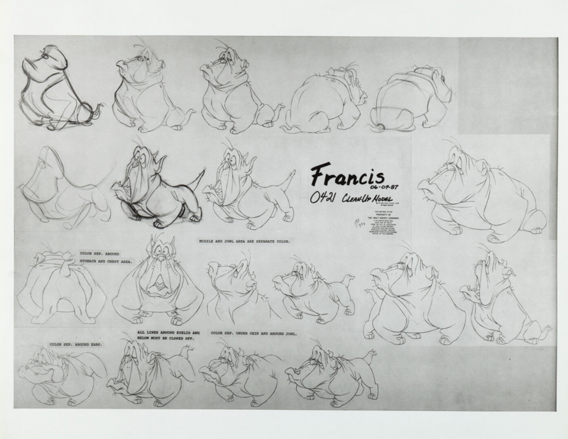 Oliver and Company Original Production Model Sheet: Francis
