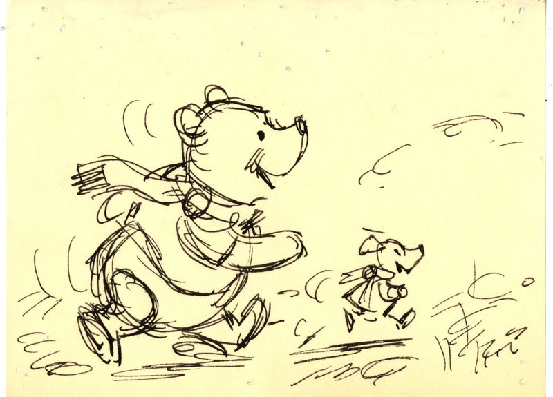 Winnie the Pooh and Tigger Too Original Storyboard Drawing: Pooh, Piglet