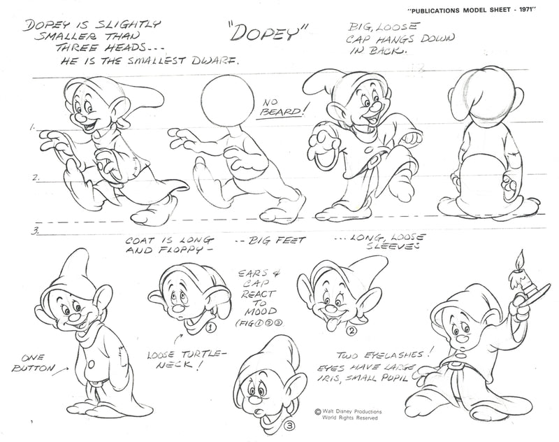 Snow White Publications Model Sheet Set of Seven: The Seven Dwarfs