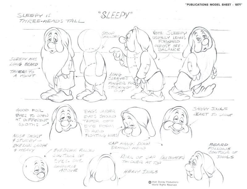 Snow White Publications Model Sheet (1971): Sleepy