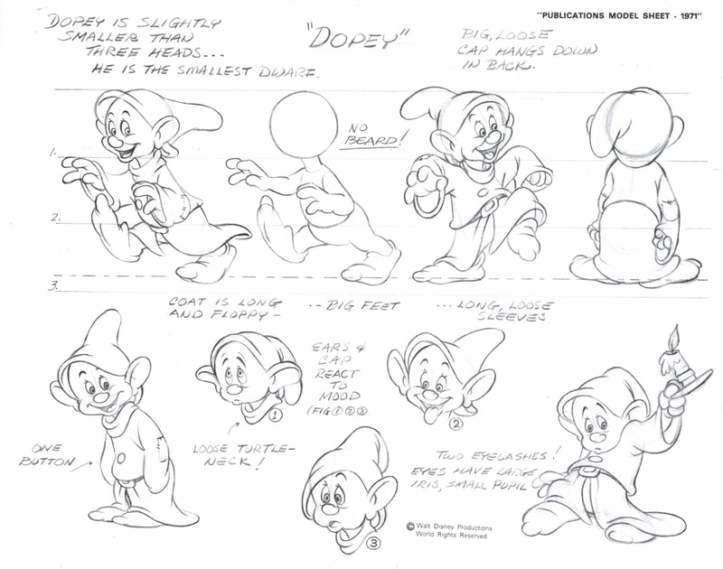 Snow White Publications Model Sheet (1971): Dopey