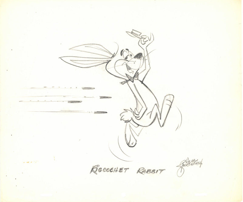 Ricochet Rabbit Drawing Signed Dick Bickenbach Circa 1960s