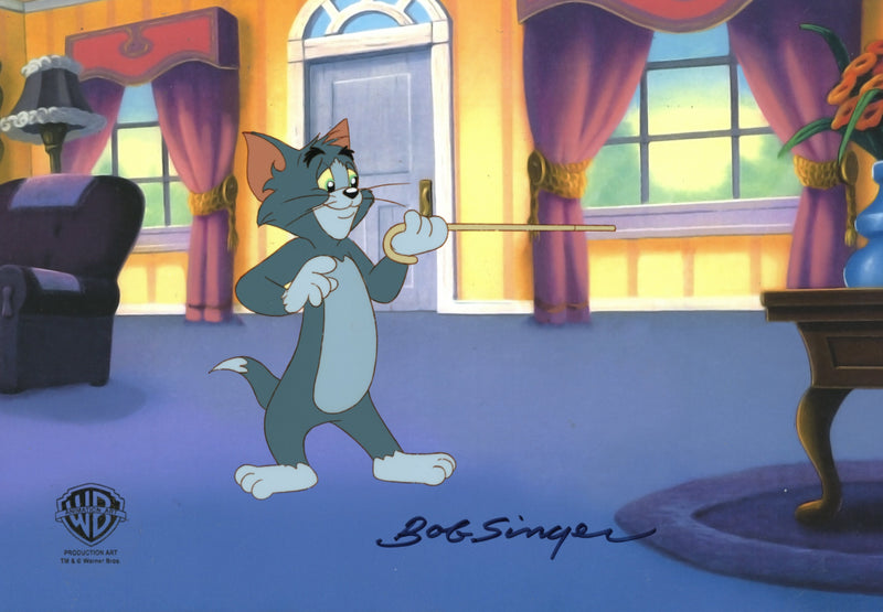 Tom And Jerry The Movie Original Production Cel with Matching Drawing Signed by Bob Singer: Tom