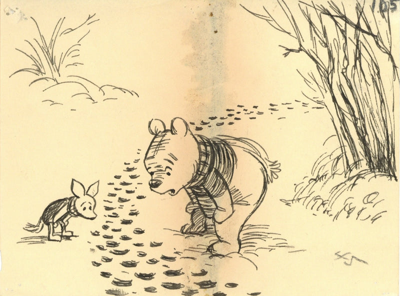 Winnie the Pooh and Tigger Too Original Storyboard Drawing: Pooh and Piglet