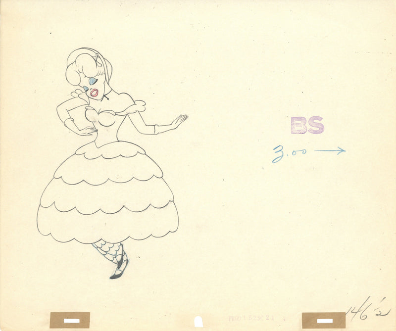 Uncle Tom's Cabana Original Production Drawing: Red Hot Riding Hood as Little Eva