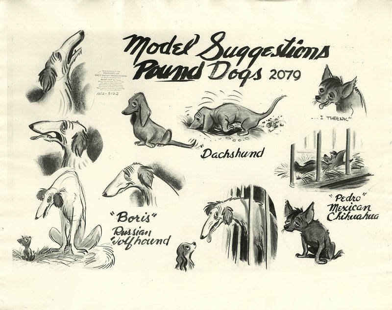 Lady and the Tramp Original Stat Model Sheet: Pound Dogs