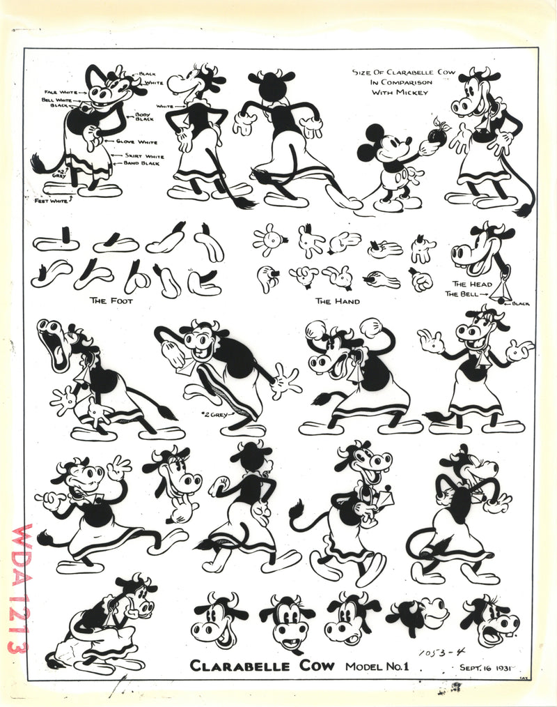 1930s Clarabelle Cow Photostat Model Sheet