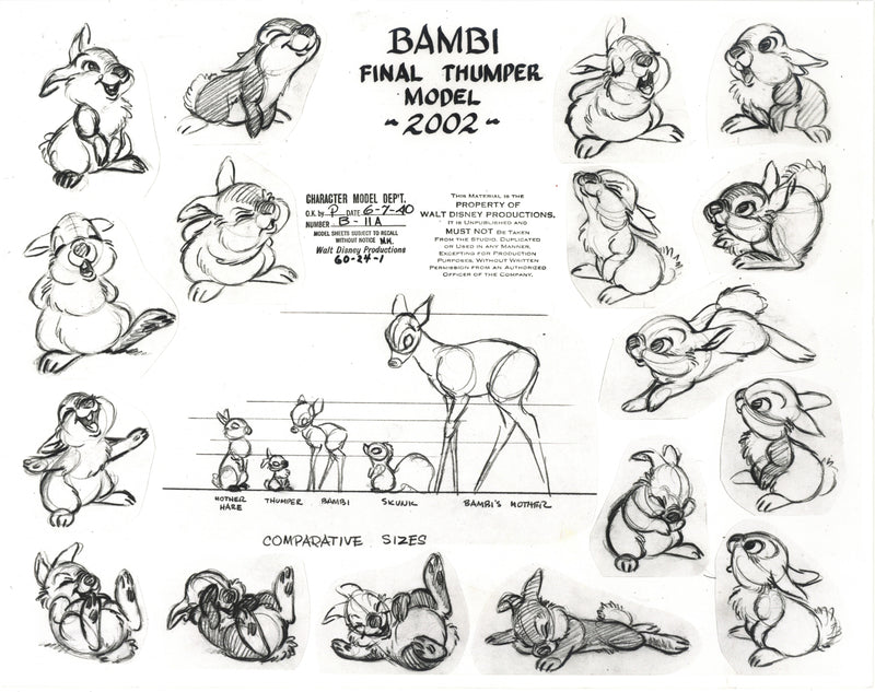 Bambi Original Stat Model Sheet: Thumper