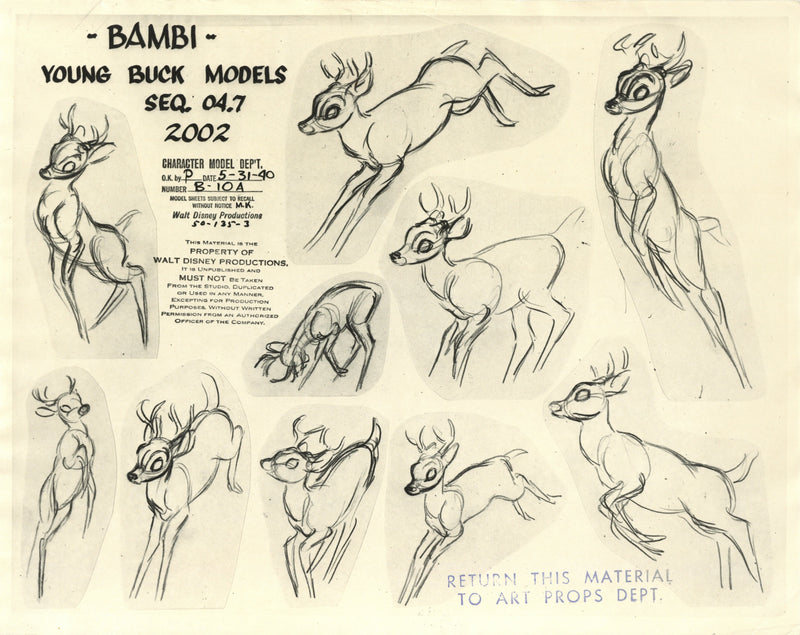 Bambi Original Stat Model Sheet: Young Buck Bambi