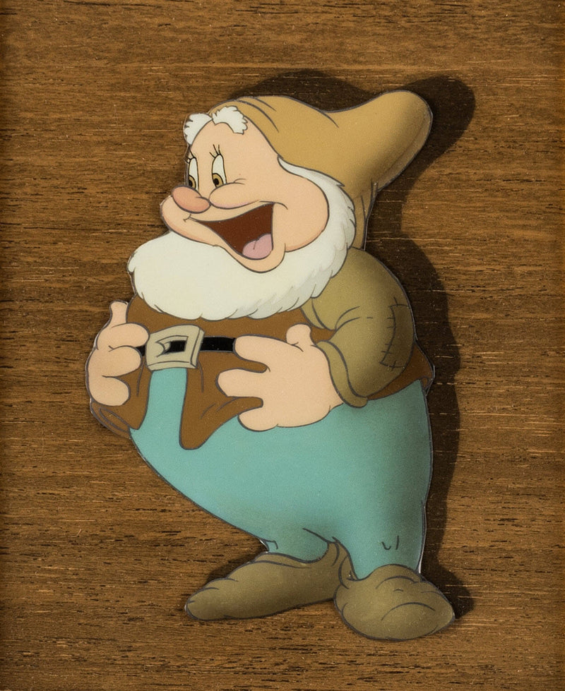 Snow White Original Production Cels on Courvoisier Backgrounds: Set of Seven Dwarfs (Framed)