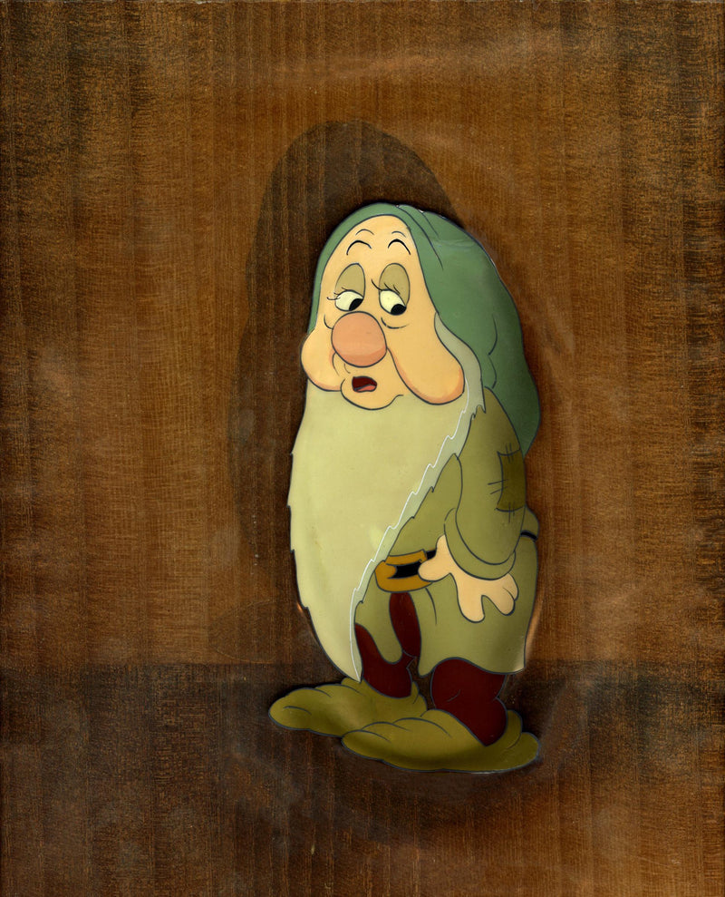 Snow White Original Production Cels on Courvoisier Backgrounds: Set of Seven Dwarfs (Framed)