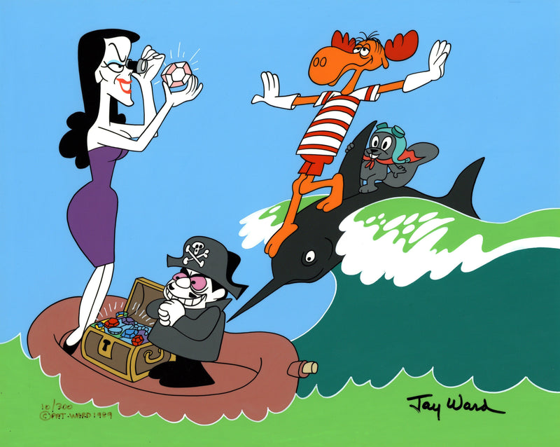 Rocky and Bullwinkle Limited Edition Cel Signed by Jay Ward: Rocky, Bullwinkle, Boris Badenov, Natasha Fatale