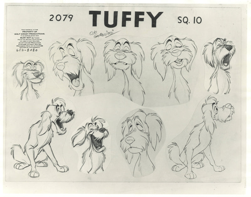 Lady and the Tramp Original Stat Model Sheet: Toughy