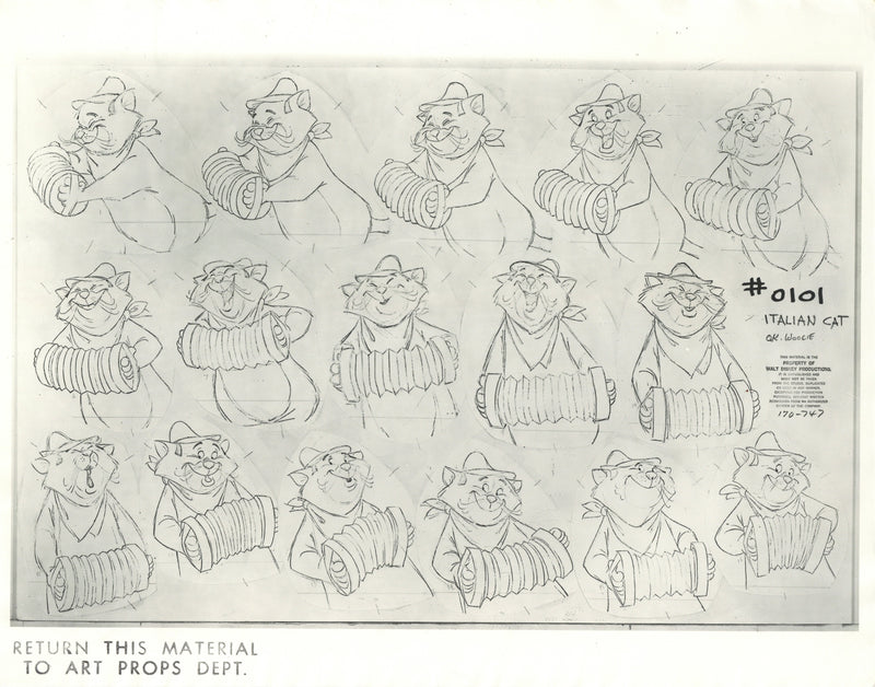 The Aristocats Original Stat Model Sheet: Italian Cat