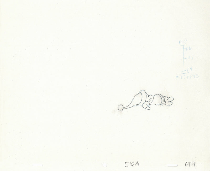 Winnie the Pooh Original Production Cel with Matching Drawing: Piglet