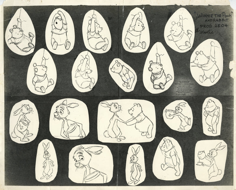 Winnie the Pooh and the Honey Tree Original Stat Model Sheet: Pooh and Rabbit