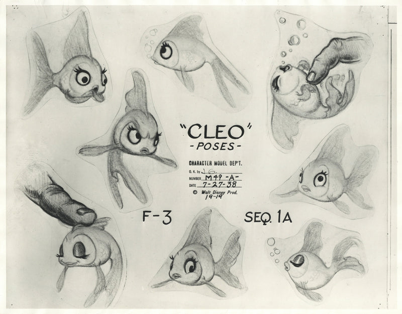 Pinocchio Original Stat Model Sheet: Cleo the Goldfish