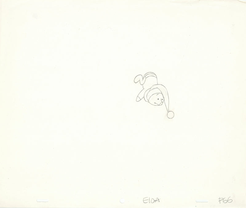 Winnie the Pooh Original Production Cel with Matching Drawing: Piglet