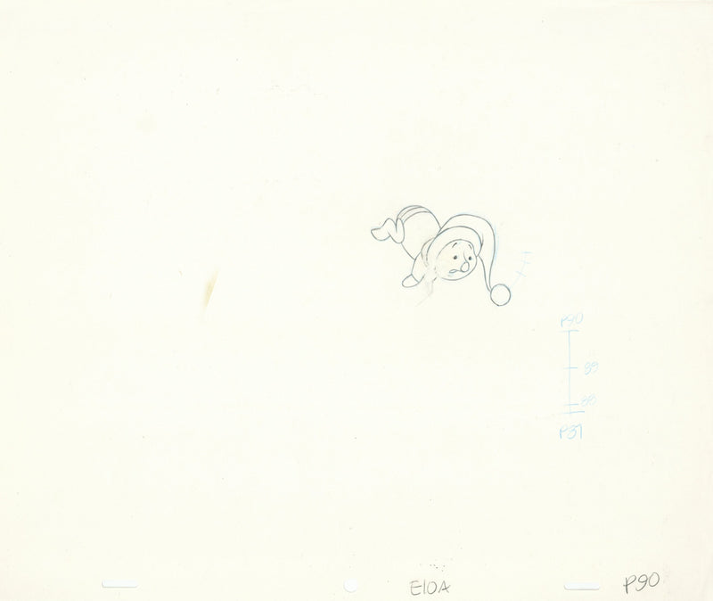 Winnie the Pooh Original Production Cel with Matching Drawing: Piglet