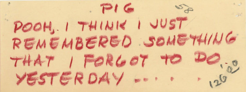 The Many Adventures of Winnie the Pooh Original Storyboard with Dialogue Tag: Pooh, Piglet