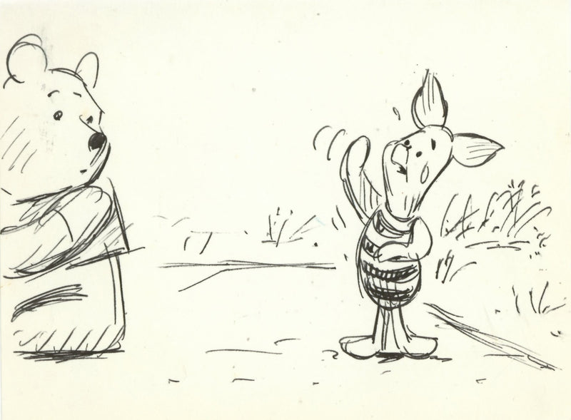 The Many Adventures of Winnie the Pooh Original Storyboard with Dialogue Tag: Pooh, Piglet