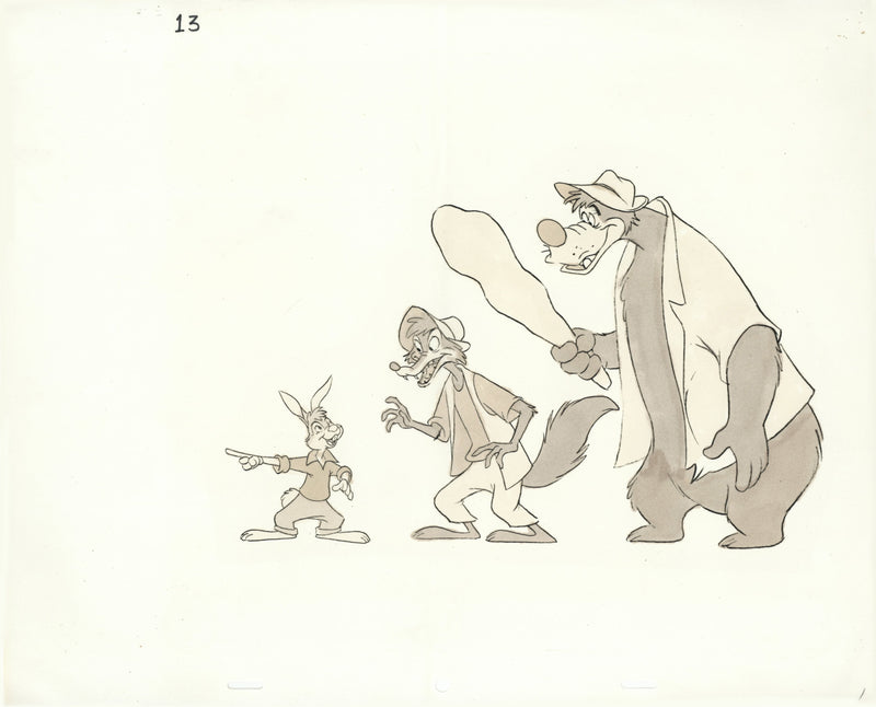 Hand-Colored Photostat Size Comparison Model Sheet: Br'er Rabbit, Br'er Fox, Br'er Bear