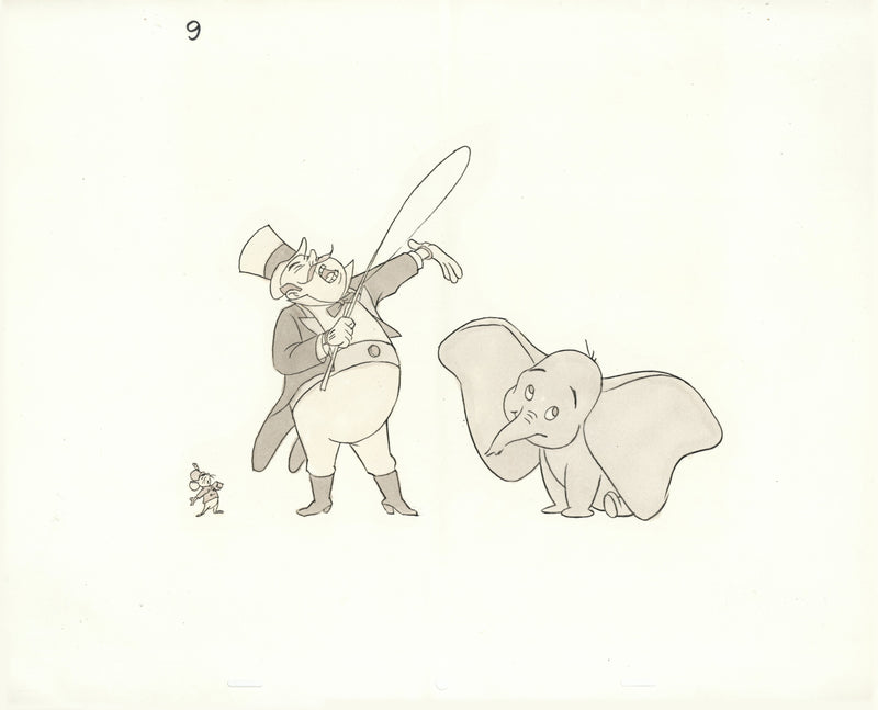 Hand-Colored Photostat Size Comparison Model Sheet: Timothy, Ringmaster, Dumbo