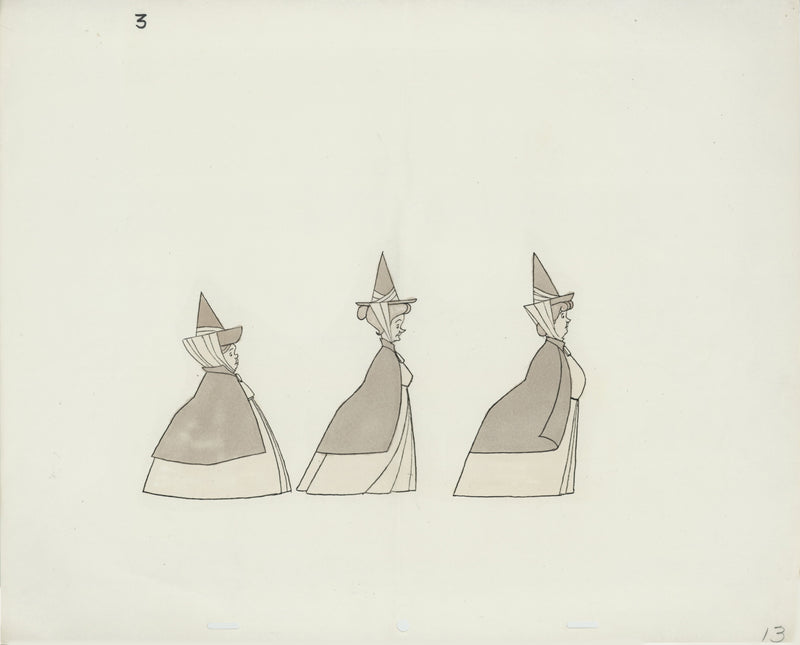 Hand-Colored Photostat Size Comparison Model Sheet: Flora, Fauna, Merryweather