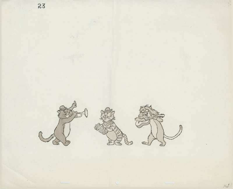 Hand-Colored Photostat Size Comparison Model Sheet: Scat Cat, Peppo, Hit Cat