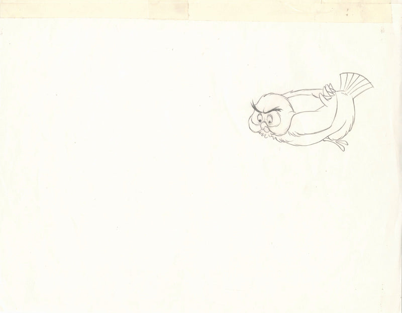 Winnie the Pooh Discovers the Seasons Original Production Cel with Matching Drawing: Owl