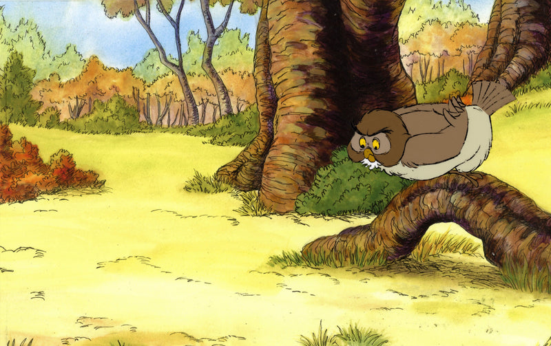 Winnie the Pooh Discovers the Seasons Original Production Cel with Matching Drawing: Owl