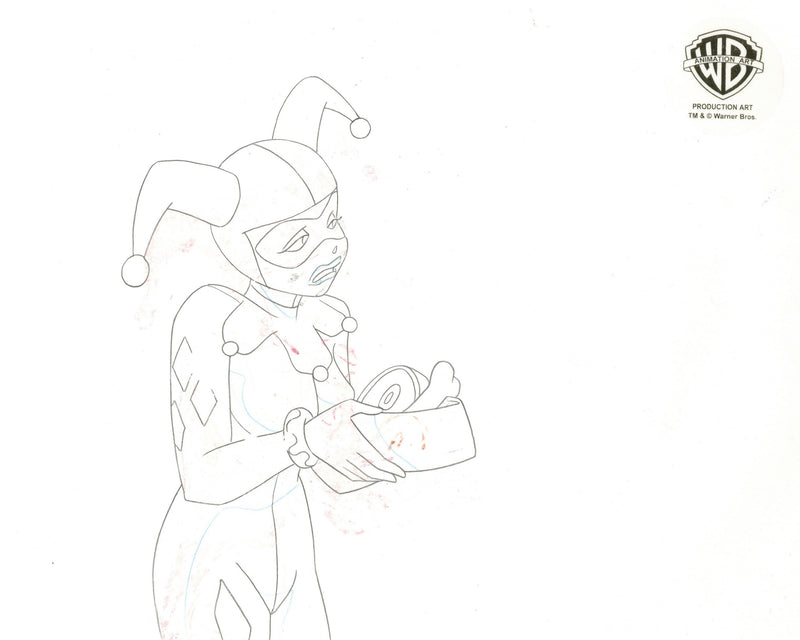 Batman The Animated Series Original Production Cel with Matching Drawing: Harley Quinn and Joker