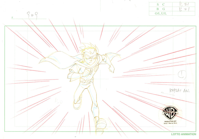 Teen Titans Original Production Layout Drawing: Robin