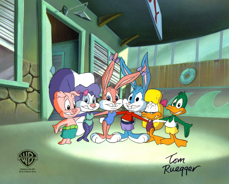 Tiny Toon Adventures Original Production Cel Signed by Tom Ruegger: Tiny Toons Cast