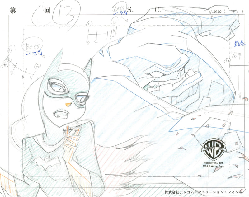 The New Batman Adventures Original Production Layout Drawing: Batgirl, Clayface