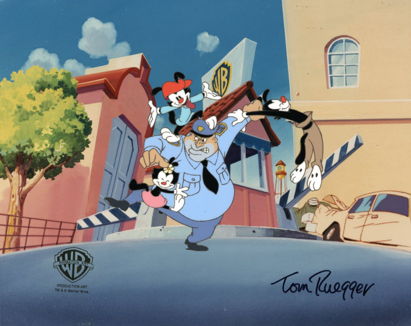 Animaniacs Original Production Cel Signed by Tom Ruegger: Yakko, Wakko, Dot, Ralph