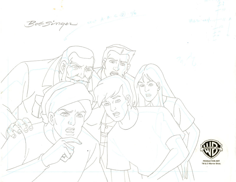 The Real Adventures of Jonny Quest Original Production Drawing Signed by Bob Singer: Jonny, Hadji, Jessie, Dr. Benton Quest, Race Bannon