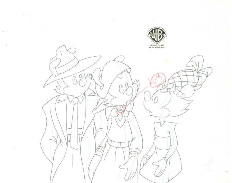 Animaniacs Original Production Cel with Matching Drawing: Yakko, Wakko, and Dot