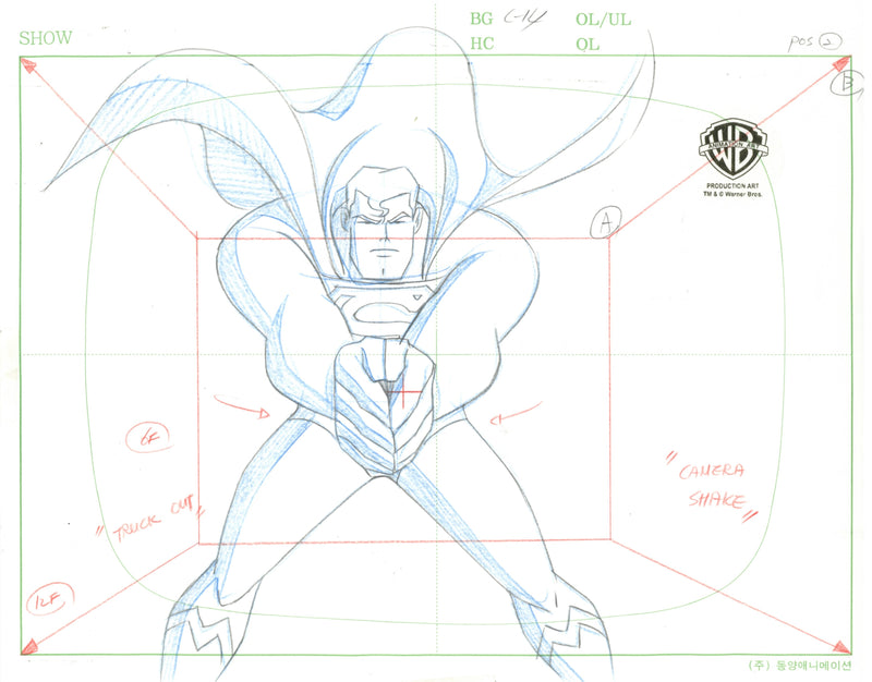 Superman the Animated Series Original Production Drawing: Superman