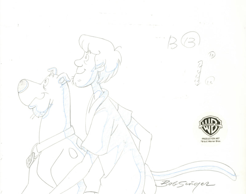 Scooby-Doo on Zombie Island Original Production Drawing Signed by Bob Singer: Scooby and Shaggy