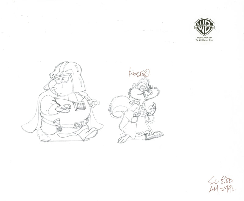 Pinky and the Brain Original Production Drawing: Girth Plotz, Slappy Wanna Nappy