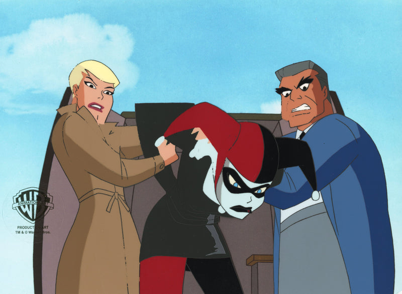 Superman The Animated Series Original Production Cel: Harley Quinn, Maggie Sawyer, Dan Turpin